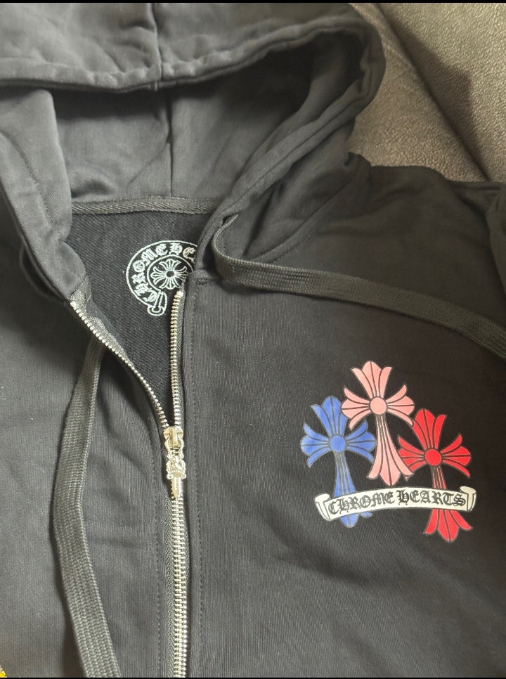 CH Multi color Cross Cemetery Zip Up Hoodie