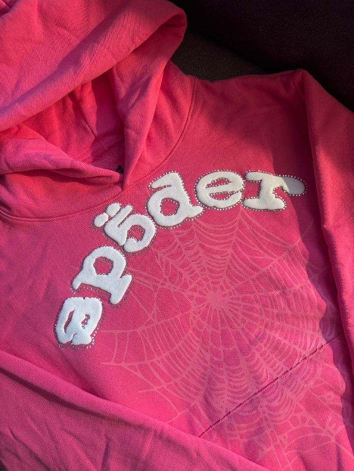 Sp5der Legacy Hoodie Pink/ White