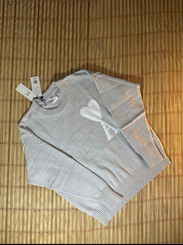 Ami Paris Grey Sweater White Logo