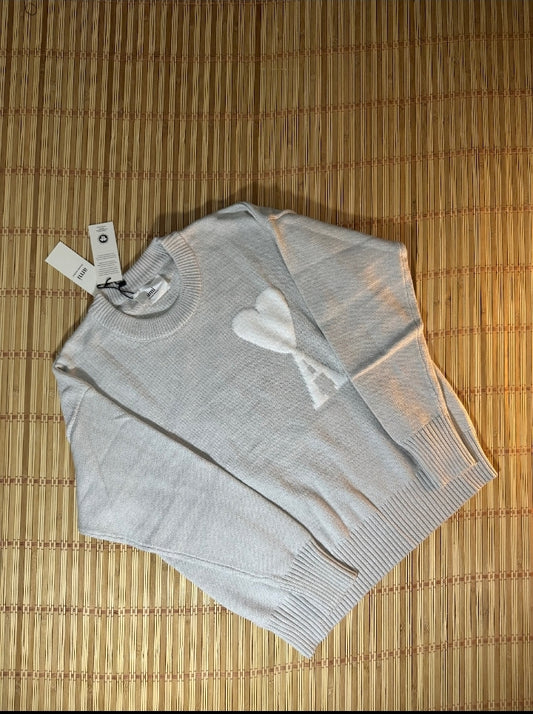 Ami Paris Grey Sweater White Logo