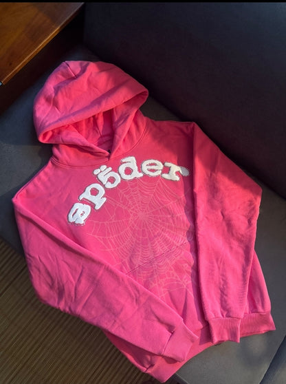 Sp5der Legacy Hoodie Pink/ White