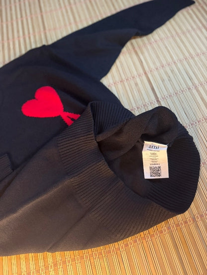 Ami París Sweater Black Red logo