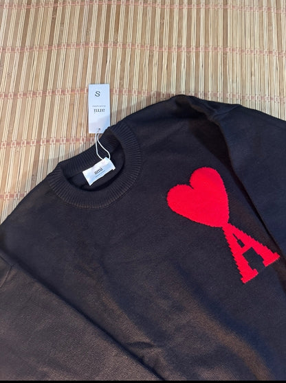 Ami París Sweater Black Red logo