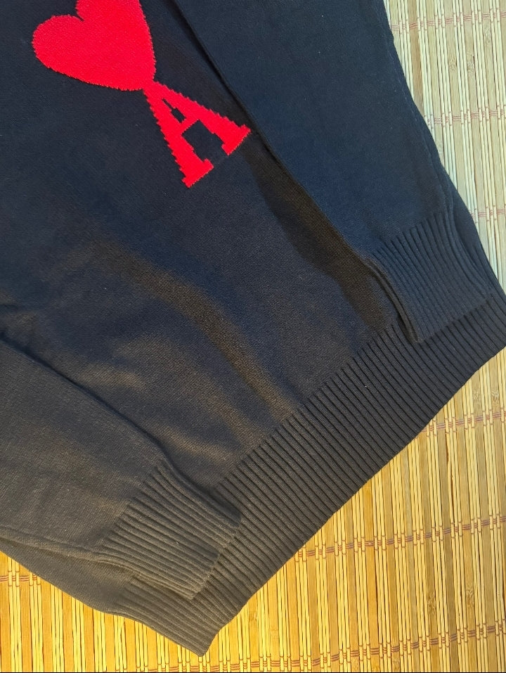 Ami París Sweater Black Red logo