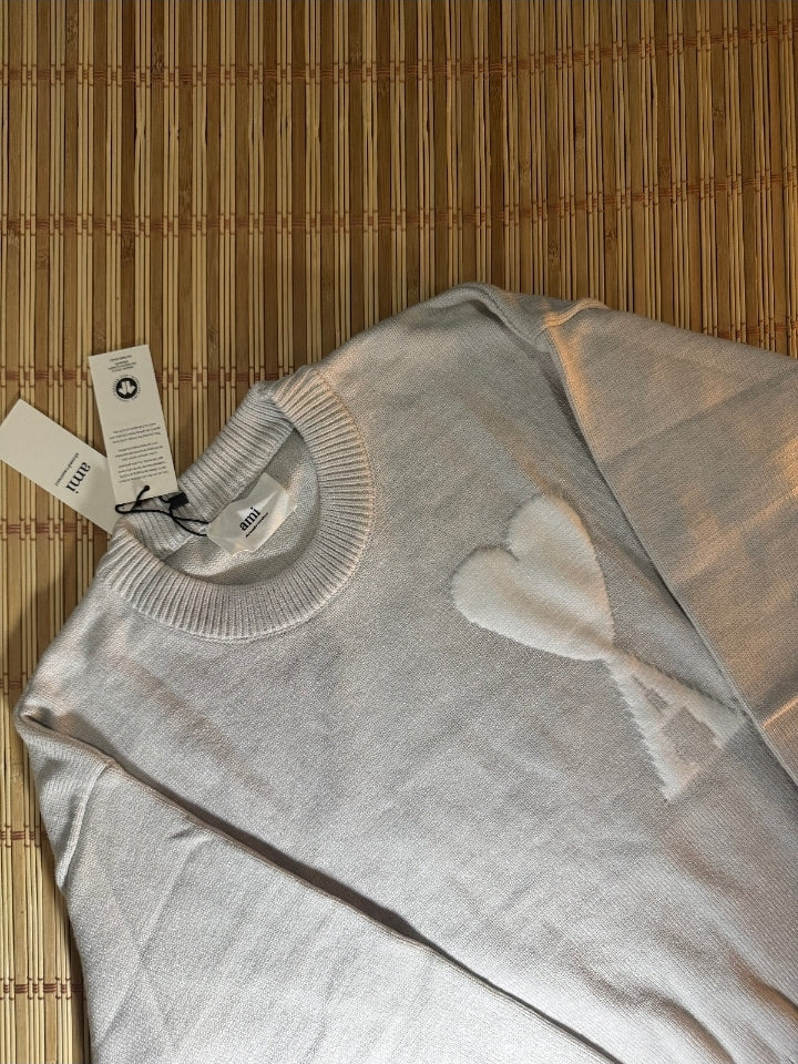 Ami Paris Grey Sweater White Logo