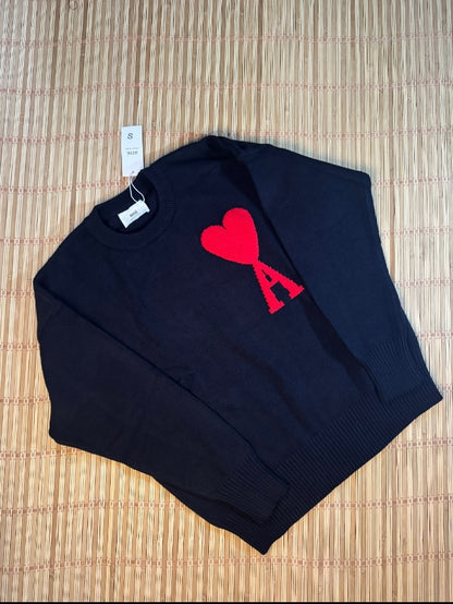 Ami París Sweater Black Red logo