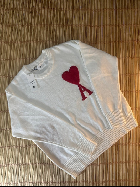 Ami París Sweater White Red logo