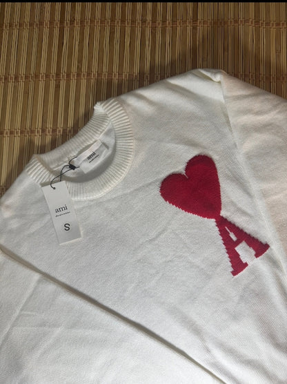 Ami París Sweater White Red logo
